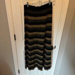 Ganni Striped Black and Tan Women's Skirt - size medium